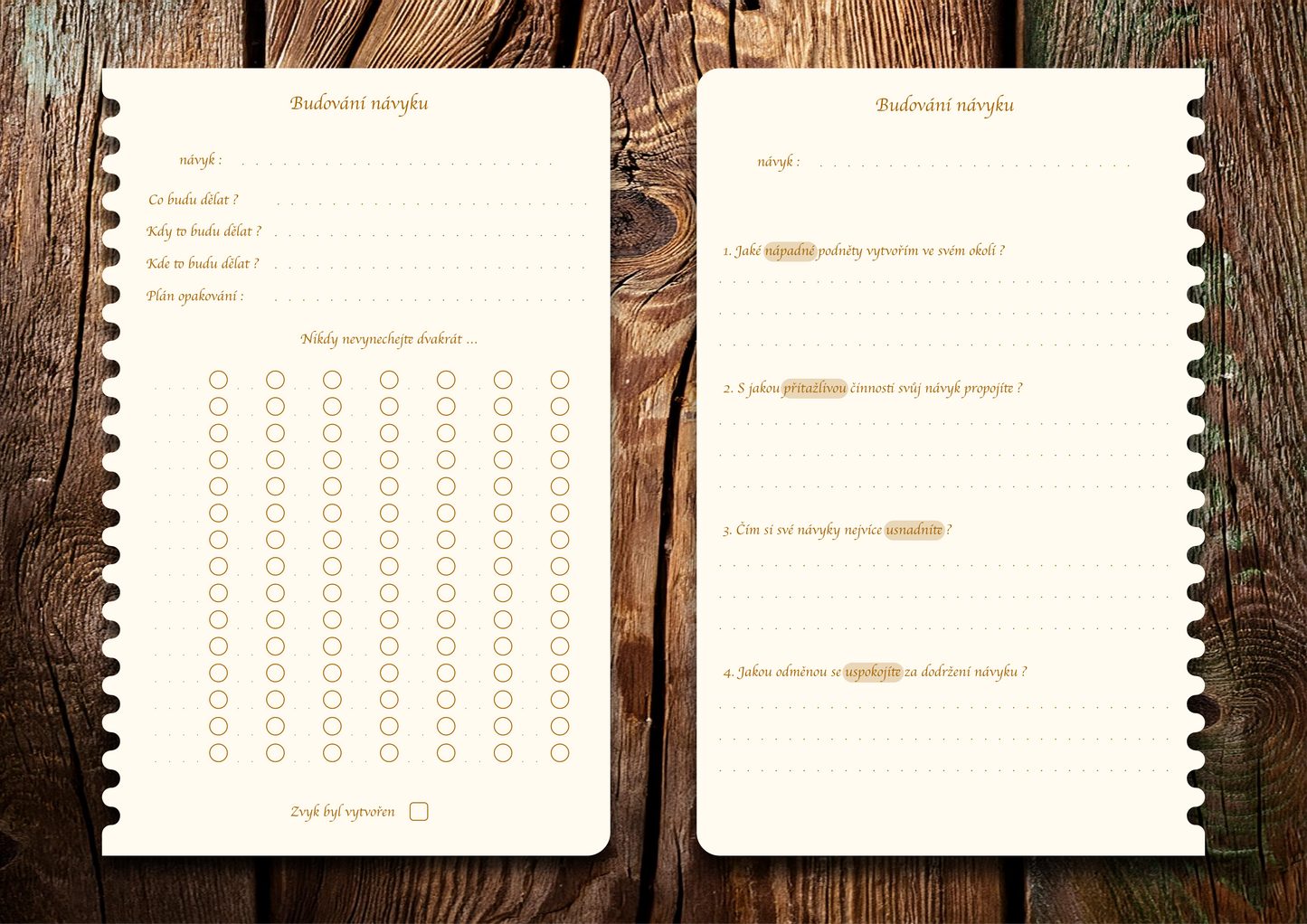 Příloha pro budování návyků