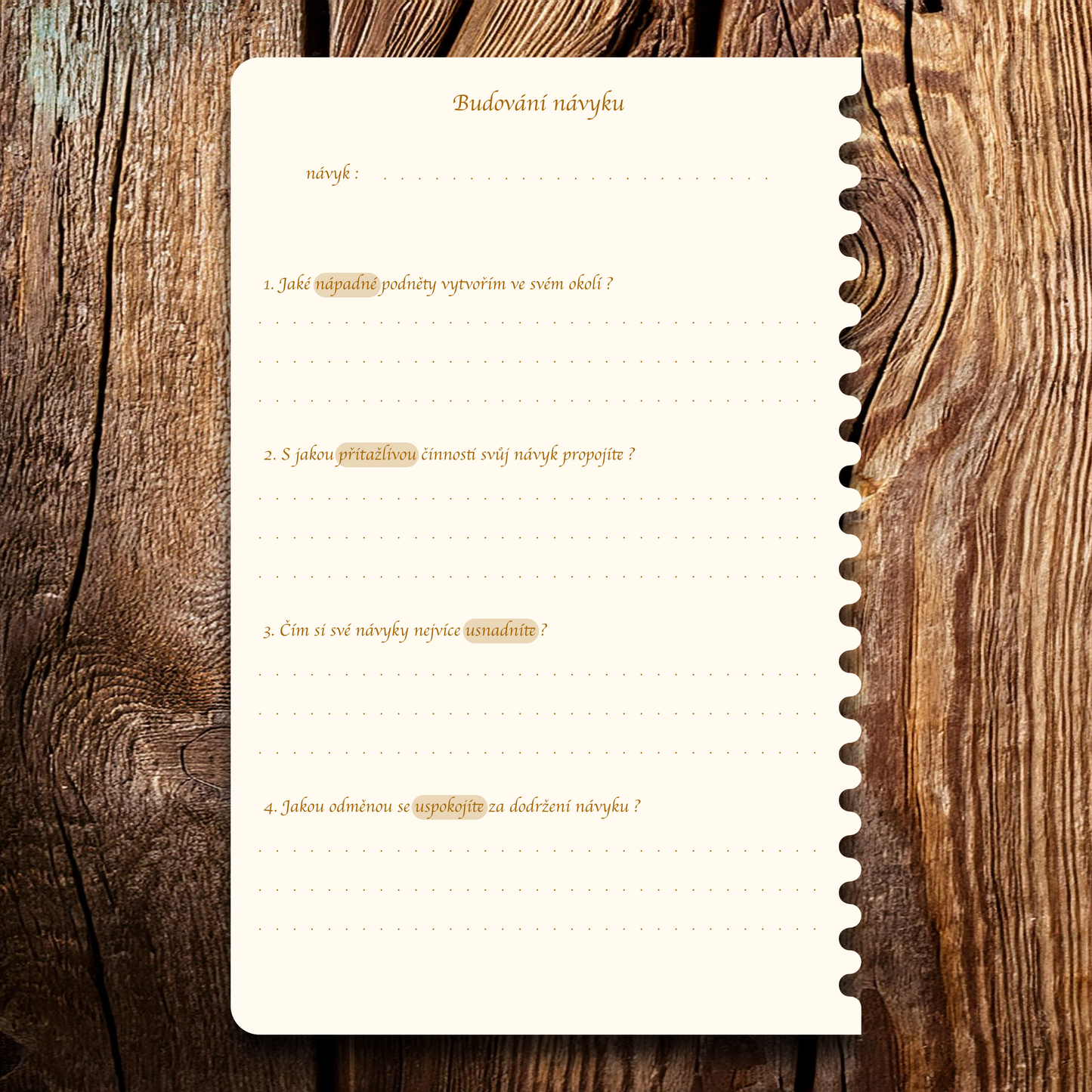 Příloha pro budování návyků